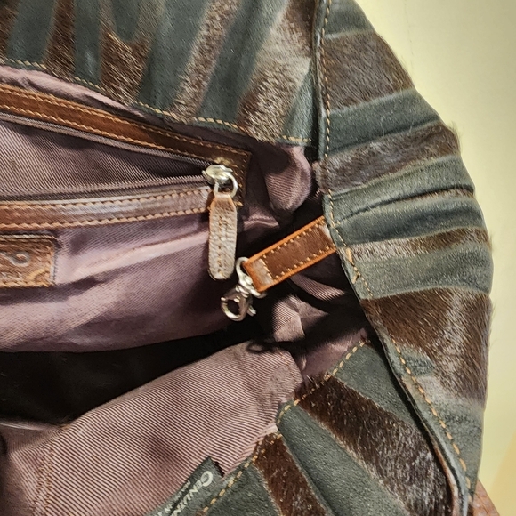 Abro made in Italy Vintage Leather Fur black and Brown Shoulder bag - Picture 11 of 12